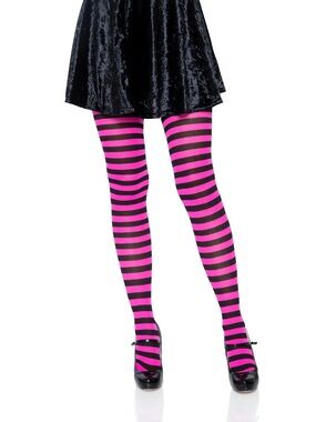 Brand New-Leg Ave. Black and Hot Pink Striped Tights